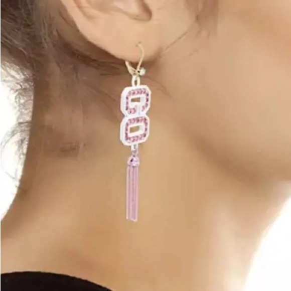 BETSEY JOHNSON Football Series Go Team Mismatched Pavé Crystal Earrings NEW NWT - Picture 5 of 6